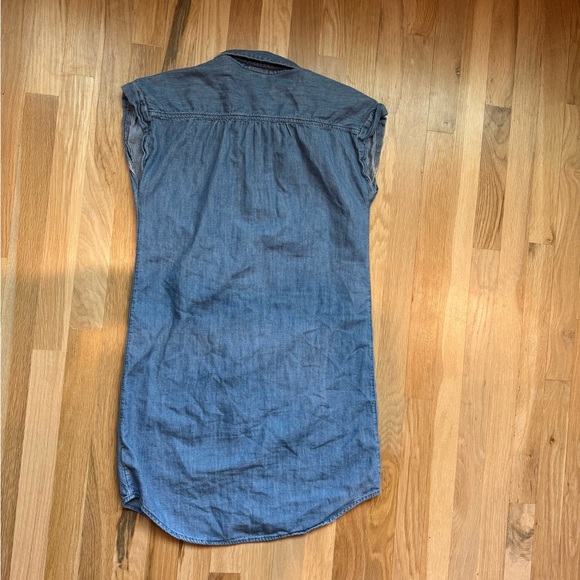 Sleeveless Denim Shirt Dress - Blue - Picture 4 of 4